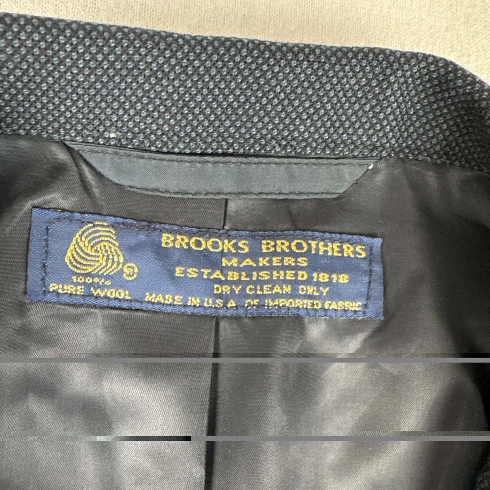 VTG Brooks Brothers Makers Mens Navy Birdseye Blazer 42L Office business wool